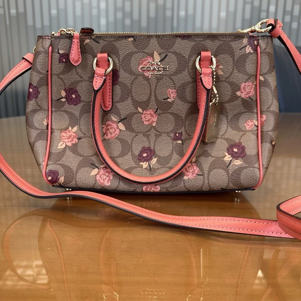 Coach Multicolor Floral Print‎ Signature Coated Canvas and Leather Mini Surrey